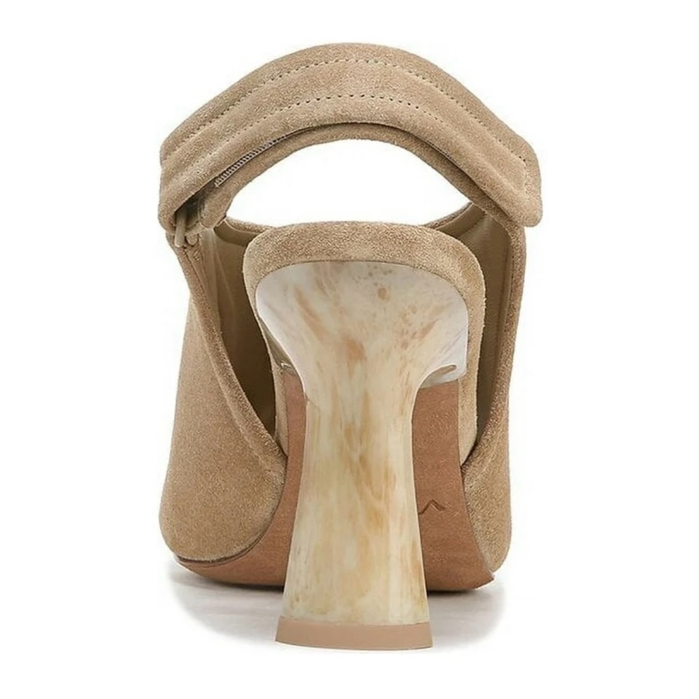 Vince Tan Suede Slingback Peep-Toe Heels - Picture 5 of 13